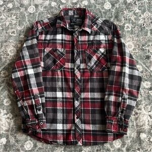 2000’s Plaid Button-Down Shirt in Red and Black